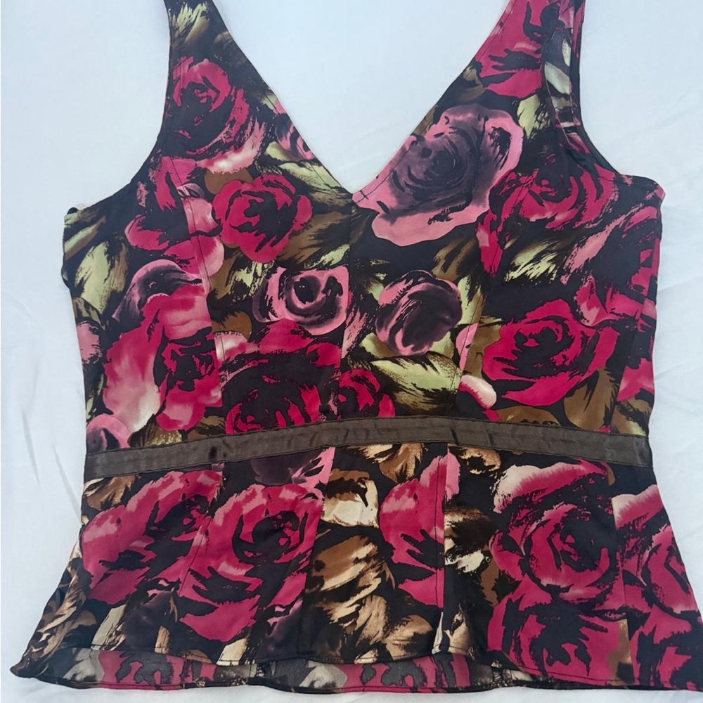 Floral Sleeveless Top - Pink and Black
